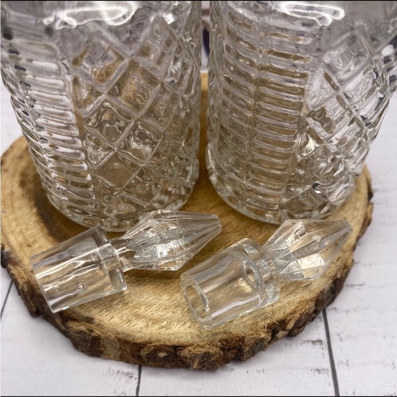VINTAGE Cut Glass Bottles w/ Plastic Stoppers - Picture 3 of 9